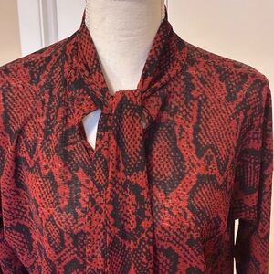 Nine West Red and Black Snake Print Blouse